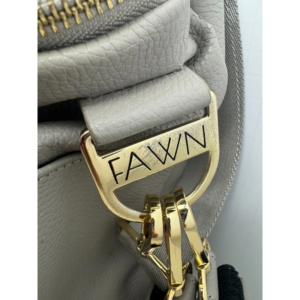FAWN‎ DESIGN Diaper Bag Backpack Gray Faux Leather Large Baby Bag + Wristlet